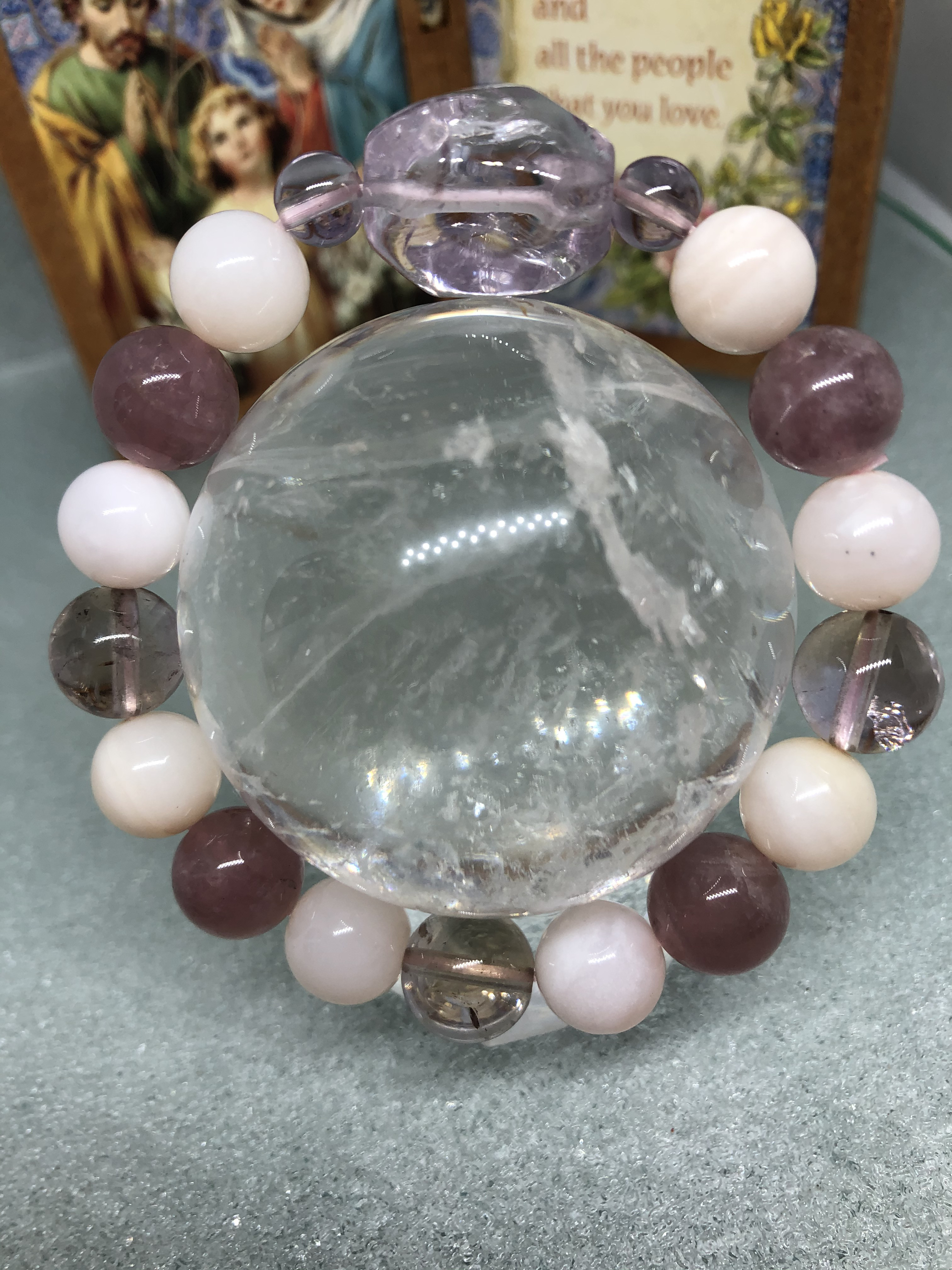 【美・愛・優しさの願い】アメジスト・ピンクオパールブレスレット