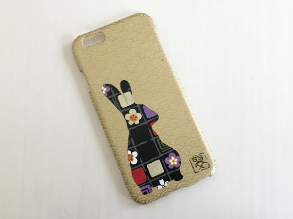 【SALE】30%0FF‼︎Wacon友禅和紙iPhone6/6sカバー［兎］ 1枚目の画像