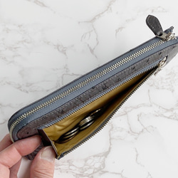 日本製　上質　クライン・カルー　オーストリッチ　薄型　ロングウォレット　長財布　L字ファスナー　エキゾチックレザー 4枚目の画像