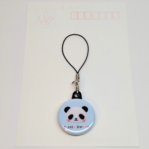 ストラップorキーホルダー〉パンダ 32㎜サイズ 携帯ストラップ green