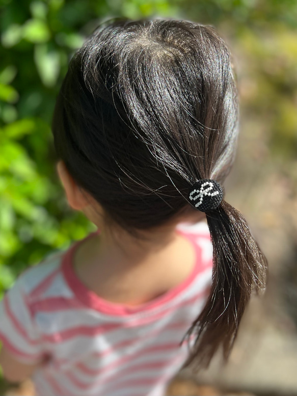 クロスステッチ刺繍くるみボタンヘアゴム(小)／ツリー［選べる8色］ 10枚目の画像