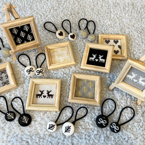 クロスステッチ刺繍フレーム手作りキット／リボン 簡単レシピ付