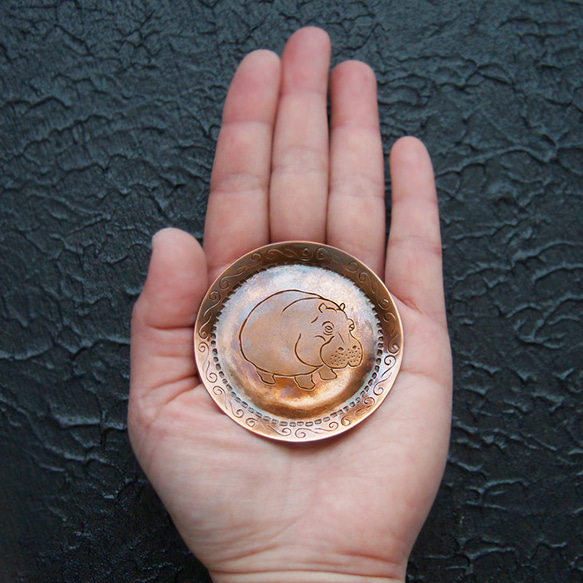 カバの小物トレー 銅製小皿 4枚目の画像