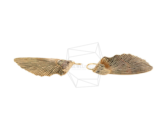 ERG-2054-G【2個入り】エンジェルウィングピアス ,Angel Wing Hook Post Earring 1枚目の画像