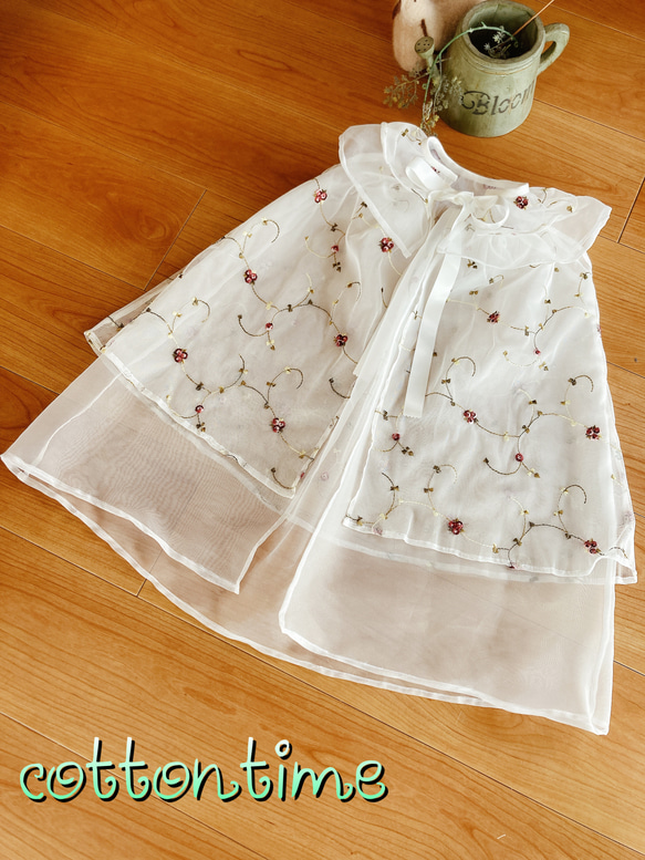 赤いお花のお宮参りケープ ベビー服 cottontime 通販 13852484