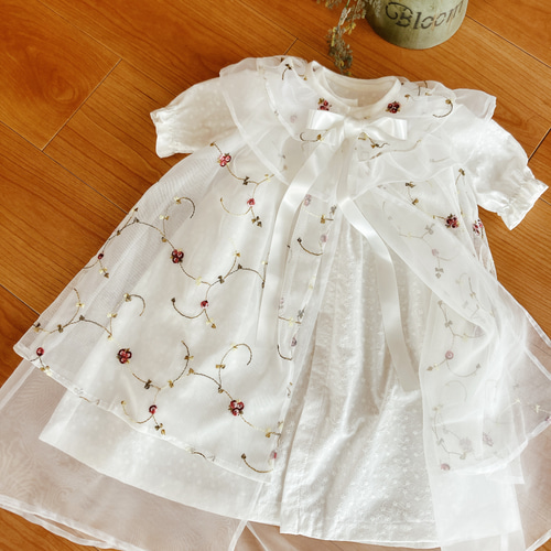 赤いお花のお宮参りケープ ベビー服 cottontime 通販 13852484