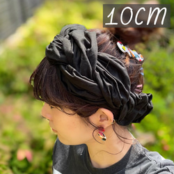 幅広10cm ブラック　三つ編みヘアバンド コットン　100% 大人用 2枚目の画像