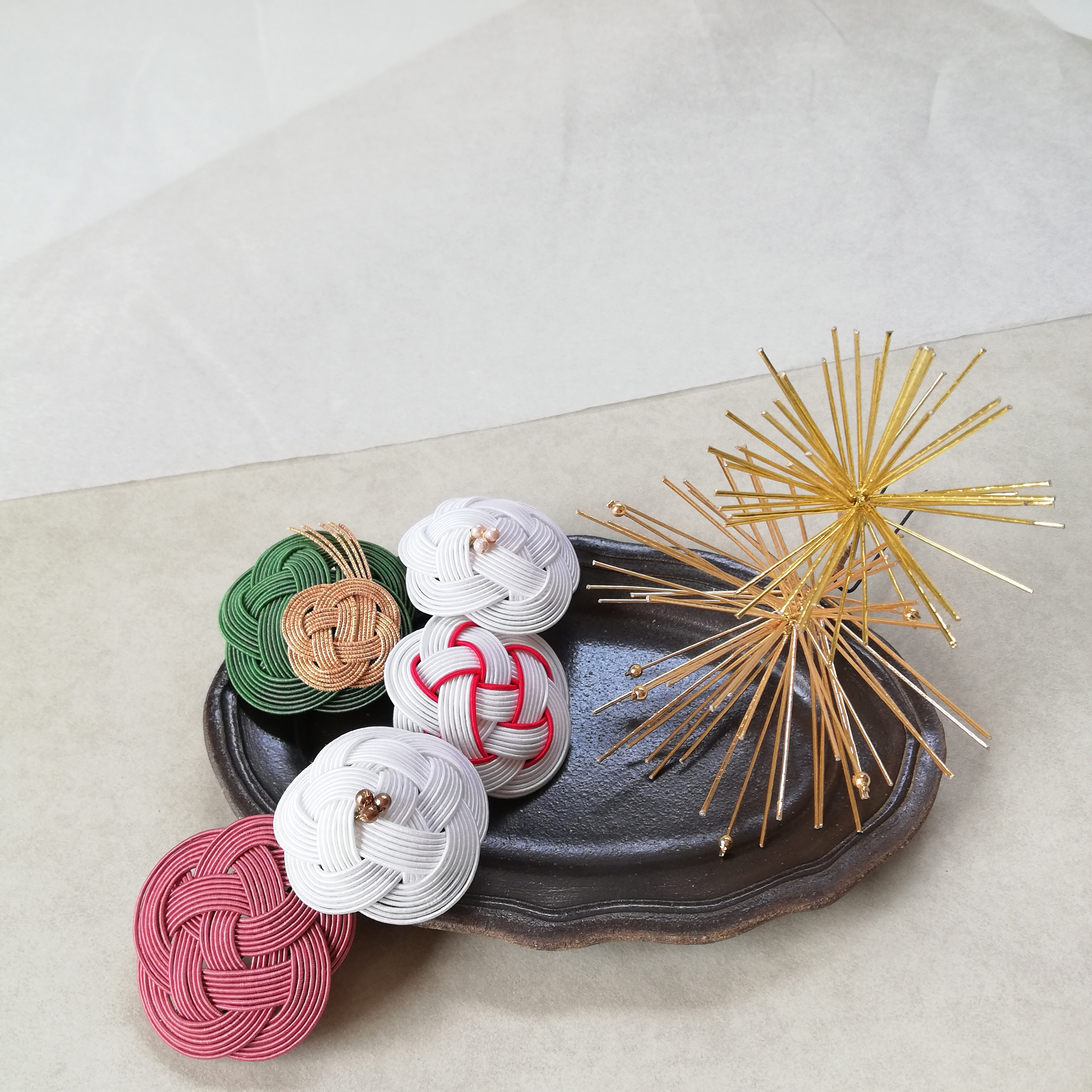 水引髪飾り7点セット〈梅づくし〉成人式 結婚式 卒業式に縁起モチーフ