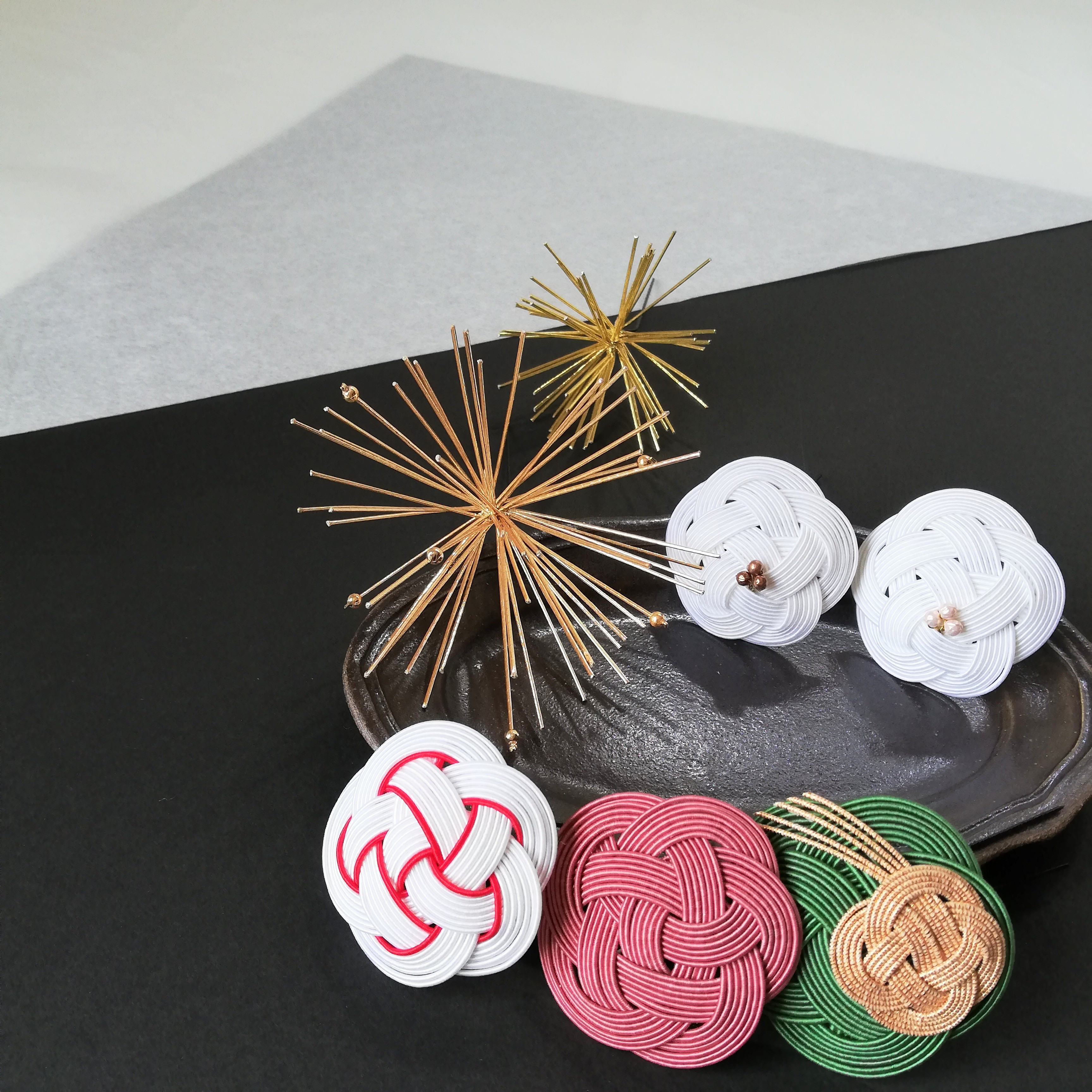 水引髪飾り7点セット〈梅づくし〉成人式 結婚式 卒業式に縁起モチーフ