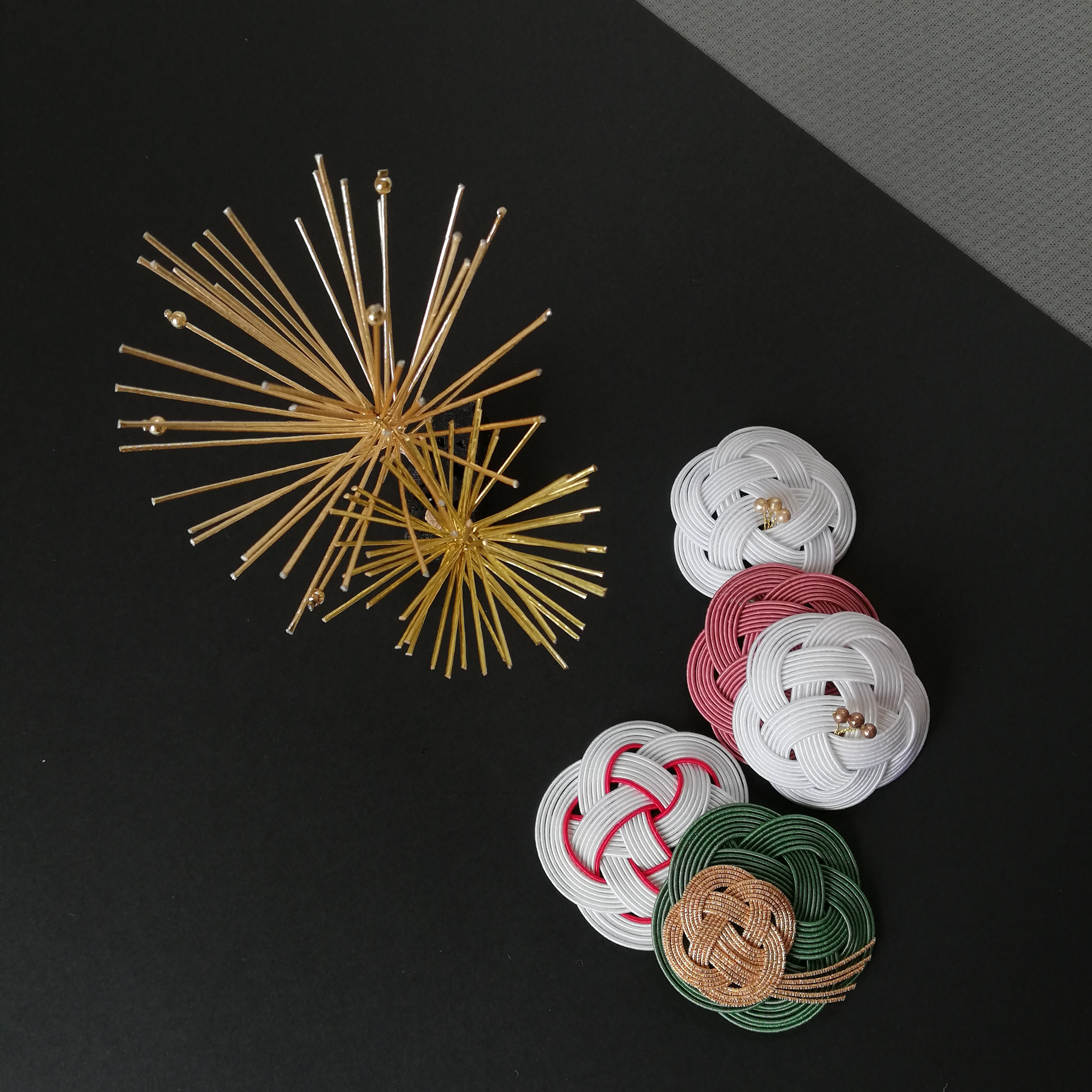 水引髪飾り7点セット〈梅づくし〉成人式 結婚式 卒業式に縁起モチーフ