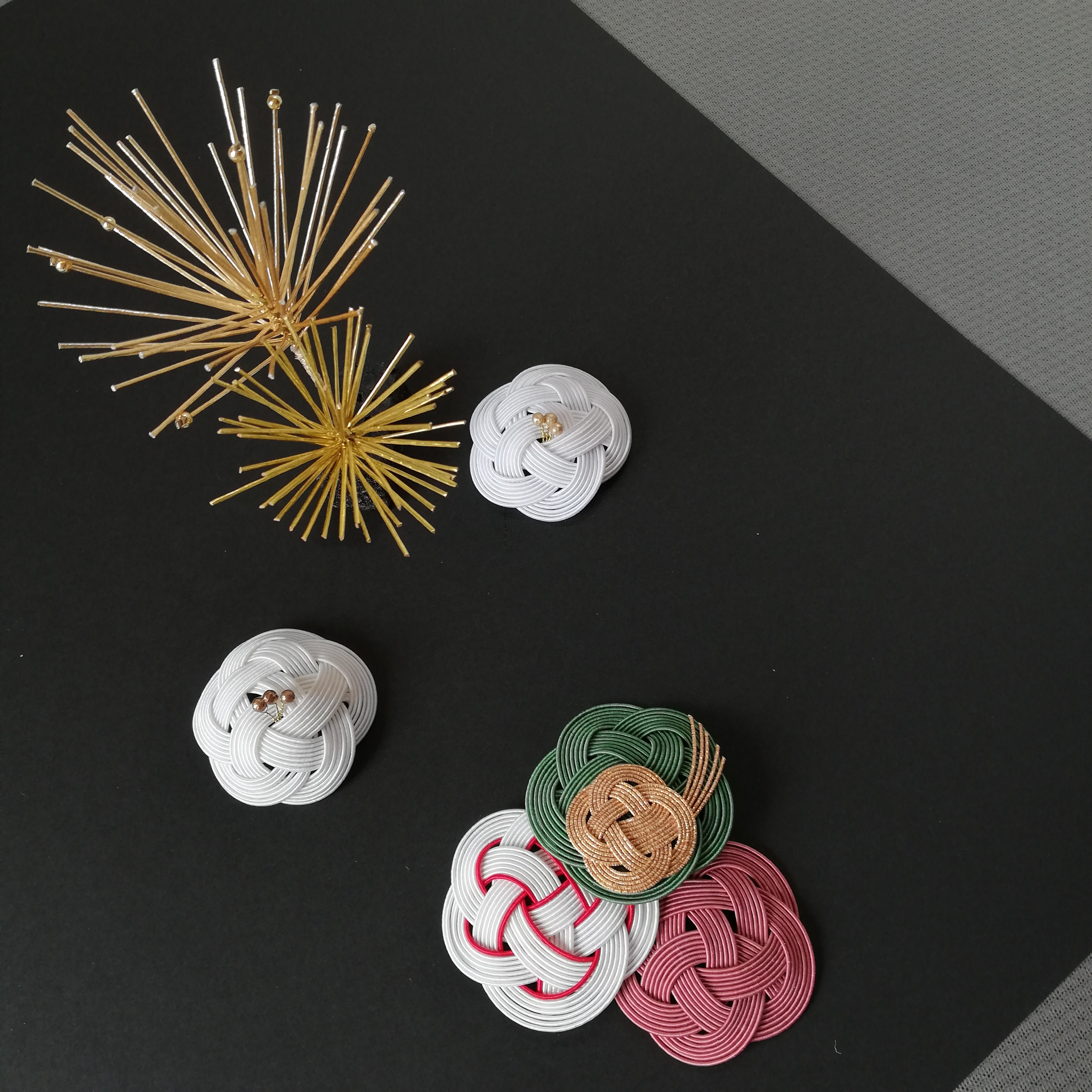 水引髪飾り7点セット〈梅づくし〉成人式 結婚式 卒業式に縁起モチーフ