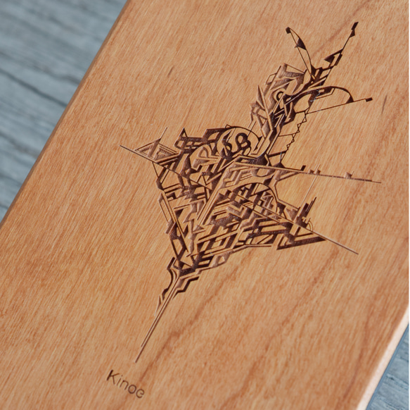 【図面シリーズ/空中建築】木製iPhoneケース/木製スマホケース/スマホカバー/設計【名入れ】 2枚目の画像