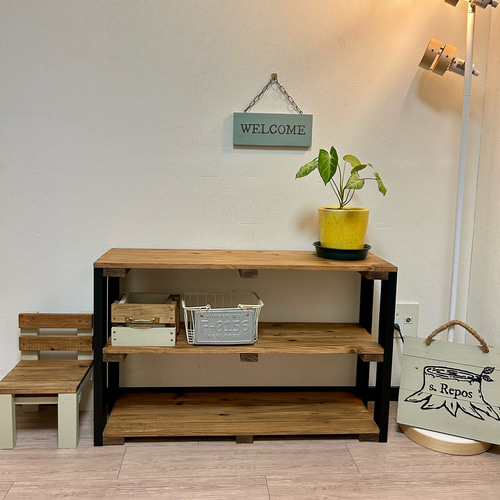 ウッドラック 3段 ブラック 84×52×25 木製ラック 3段ラック 木製棚