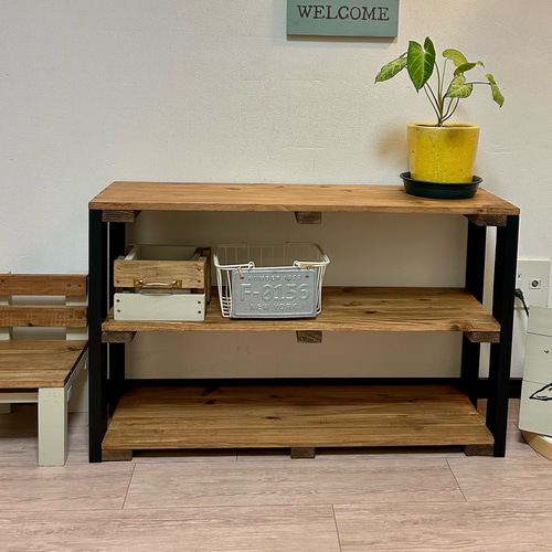 送料込み】ウッドラック 3段 ブラック 84×52×25 木製ラック 3段ラック