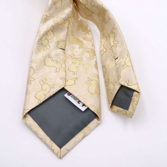 京の錦織　光峯錦織工房　干支の柄を楽しむ　卯年　うさぎの柄　クリーム　ネクタイ 4枚目の画像