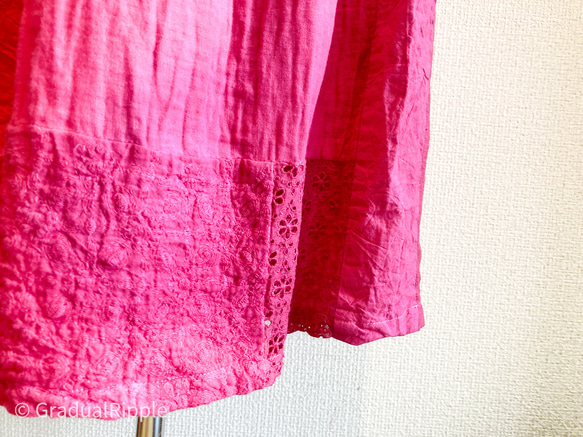【桜色に染めた刺繍×コットンリネンロングスカート】 4枚目の画像