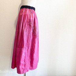 【桜色に染めた刺繍×コットンリネンロングスカート】 2枚目の画像