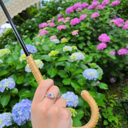 雨季來臨 繡球花銀戒指 *3種天然寶石* 紫水晶、堇青石、紅榴石 石榴石《免運費》 第11張的照片