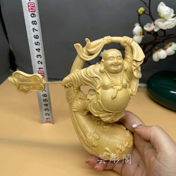 布袋様  七福神  仏教工芸品   木彫仏像  極上品 置物 2枚目の画像