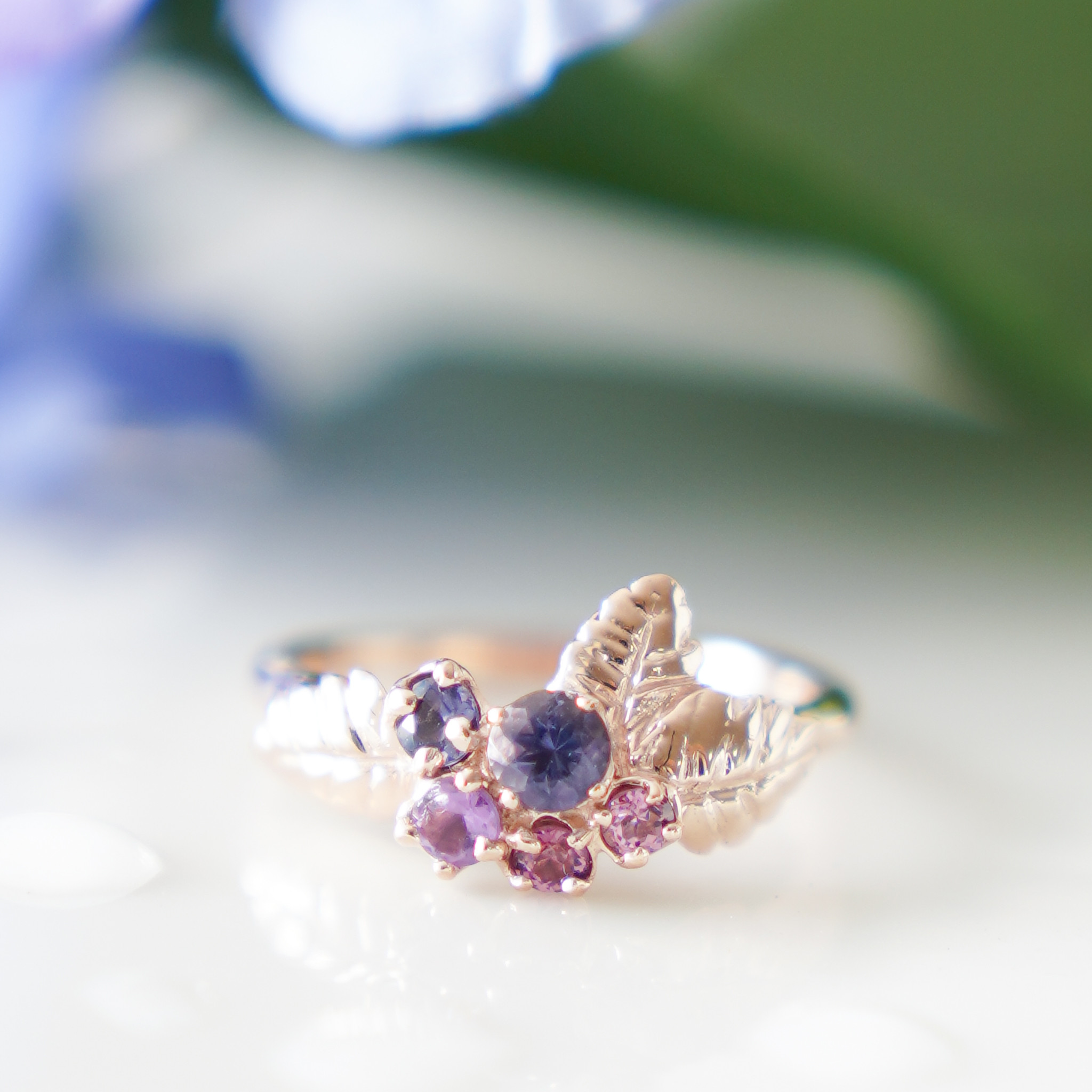 013 Sugar Flower Collection】 フローライト 鉱物原石リング