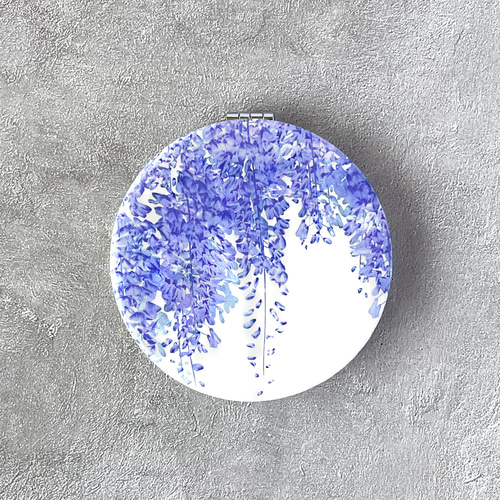 青と白の風景画 コンパクトミラー 陶芸 藤 - 折りたたみコンパクト