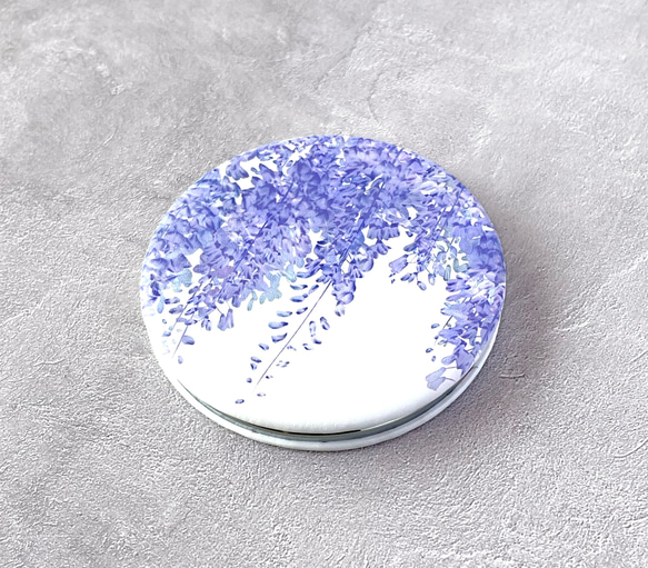 青と白の風景画 コンパクトミラー 陶芸 藤 - 折りたたみコンパクトミラー｜草花で彩る、心うるおうアート
