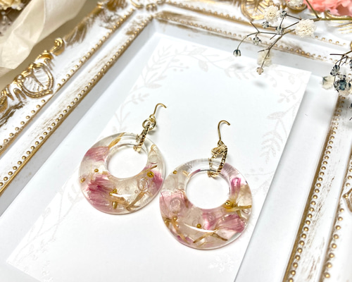 【ハンドメイド】049 そのままスターチスのイヤリング/ピアス ハンドメイド】049 そのままスターチスのイヤリング/ピアス （本