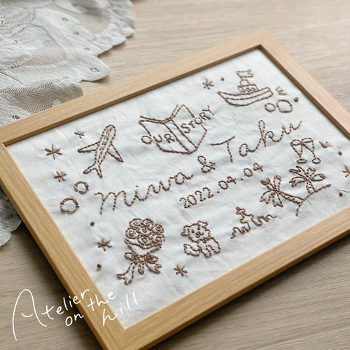 A4 刺繍ウェルカムボード 結婚祝い 綿婚式 結婚2周年記念に