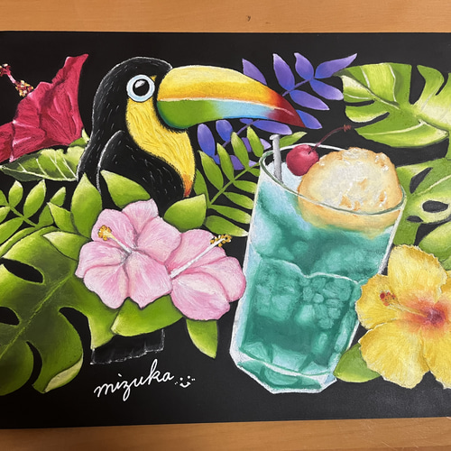 チョークアート☆トロピカル☆A3サイズ 絵画 mizuka 通販