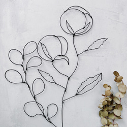 綿花とユーカリ　ワイヤーアート　ワイヤークラフト 1枚目の画像