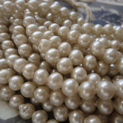 *♥Antique Souffle Glass Beads Grayish Beige 6mm １Strand*♥* 1枚目の画像