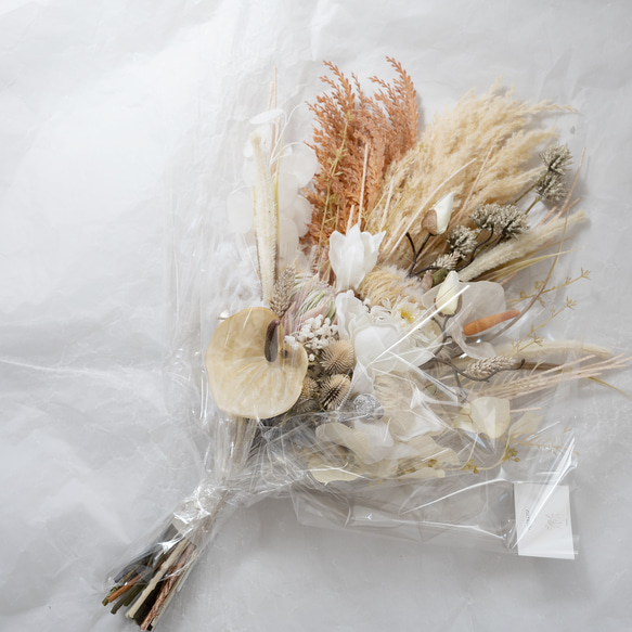 【ドライフラワー風ブーケ人気No.1】パンパスグラス・ユーカリ・マグノリアA　和装前撮り白無垢フォトウェディング 14枚目の画像