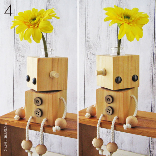 きゅのぼ＞ 檜キューブロボットの一輪挿し【受注製作品】 一輪挿し