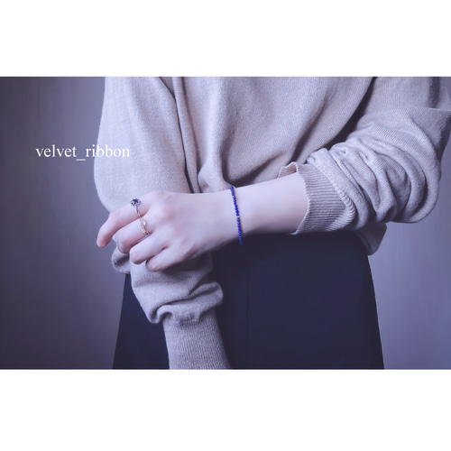 ラピスラズリ 14kgf 長く使えるブレスレット silver925 ＊ カレン