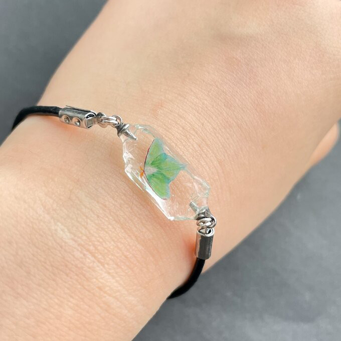 【ブレスレット】水晶標本【オオミズアオ】