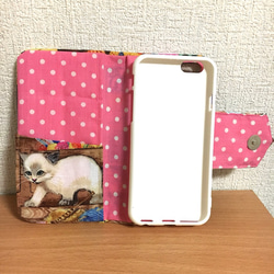 送料無料 手帳型 スマホ iPhone6.6s ねこちゃん達 3枚目の画像