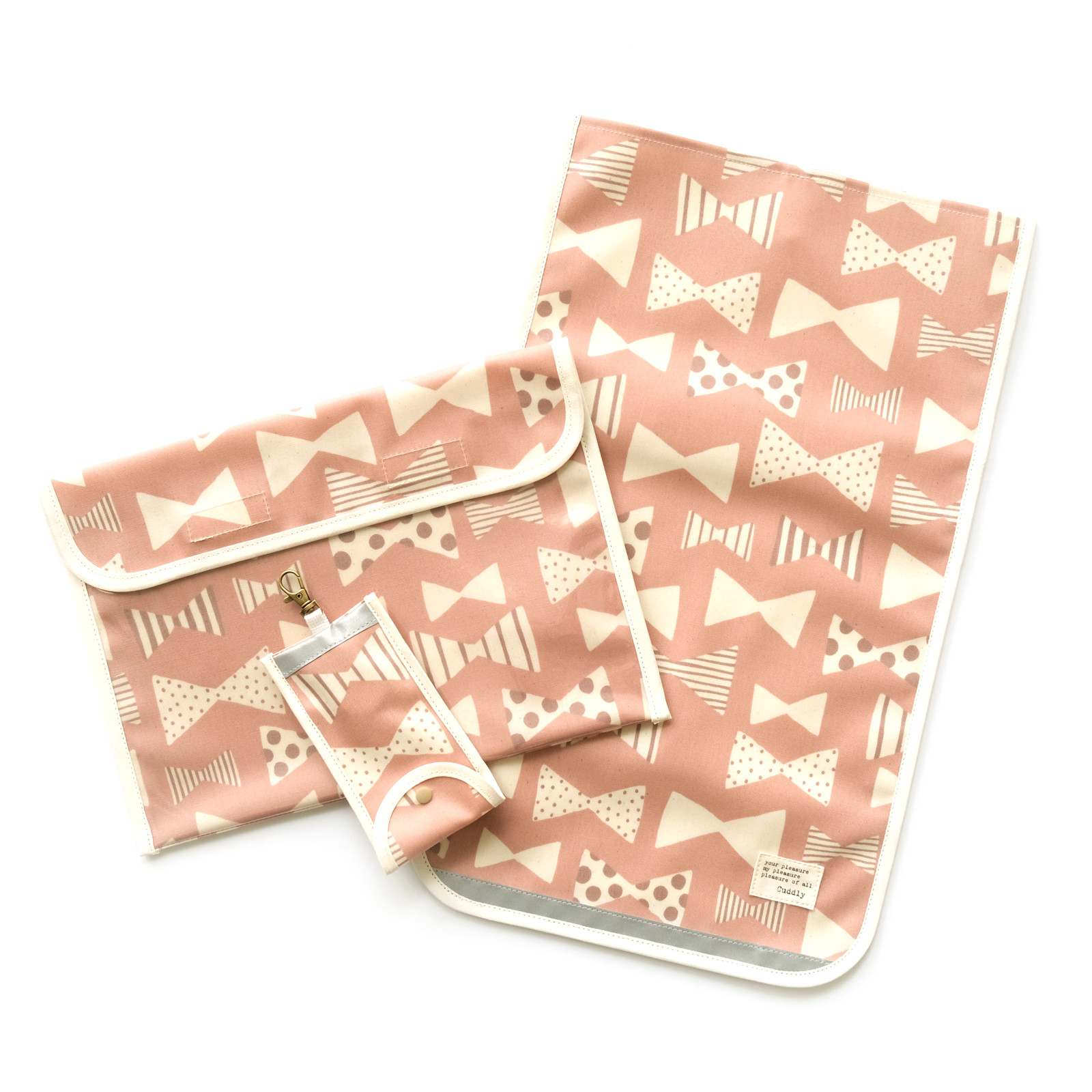 ◆3点セット◆名入れ◆くすみ系ピンク×リボン柄の子どもも守るランドセルカバーセット◆反射テープ付き◆入園入学2025