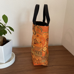 袋帯バッグ　オレンジ　サイズ横25cm×縦18cm×マチ5cm 3枚目の画像