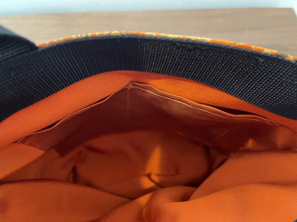 袋帯バッグ　オレンジ　サイズ横25cm×縦18cm×マチ5cm 6枚目の画像