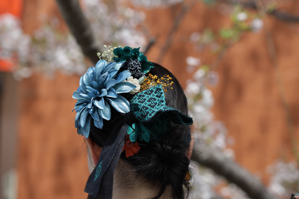 【2WAY】| オーダーメイドで彩る節目の髪飾り | こぎん刺し　成人式　ボタニカル  伝統工芸品　ウェディング 4枚目の画像