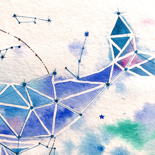 抽象画-クジラ 透明水彩原画 ギフト 絵画 Annie.watercolor 通販