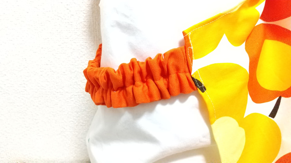 フラワー＆アップル（オレンジ）子供用エプロン　90～160cm【首回り・腰回りの紐選択可】 4枚目の画像
