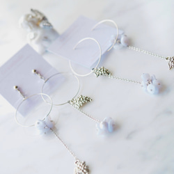 Blue lace agate hydrangea hoop earrings P0222 E0222 第6張的照片