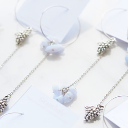 Blue lace agate hydrangea hoop earrings P0222 E0222 第2張的照片