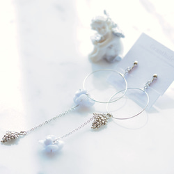 Blue lace agate hydrangea hoop earrings P0222 E0222 第3張的照片