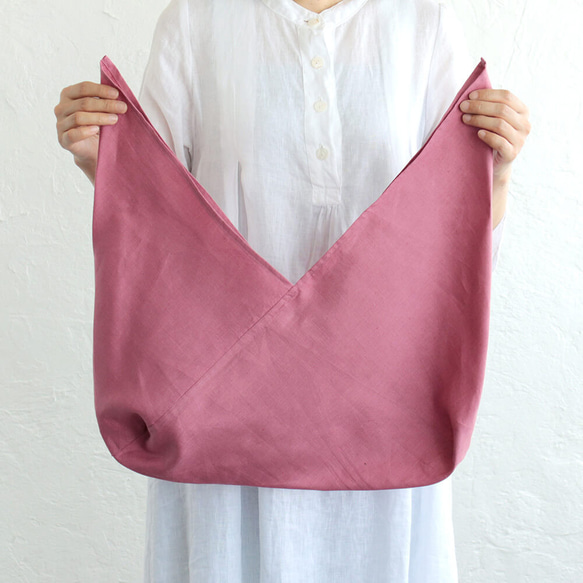 Alin Azuma 包 M 50cm 籃子包，帶亞麻 Azuma 包角撐板（粉紅色）。 第3張的照片