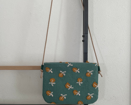 ミナペルホネン skip green どらぽけポシェット ショルダーバッグ