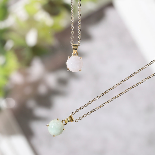 国石》希少◇ラベンダー翡翠 ネックレス◇5月誕生石◇8mm【14kgf】金属