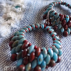 beads earrings ＊ turquoise opaque chocolate 1枚目の画像