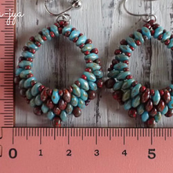 beads earrings ＊ turquoise opaque chocolate 5枚目の画像